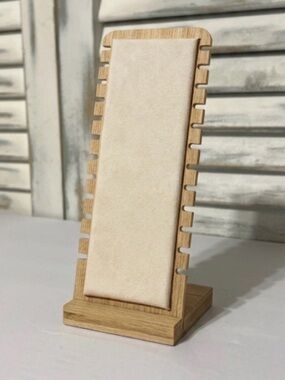 Wooden Jewelry Display Stand with Cream Padded Front